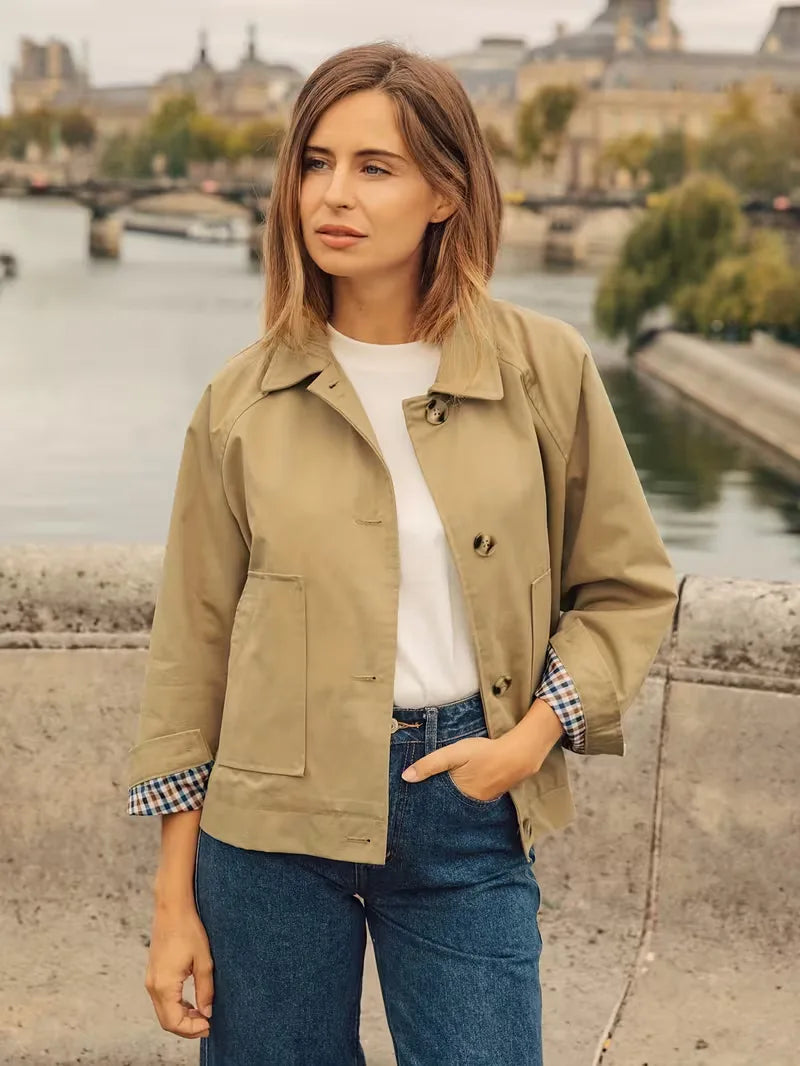Trenchcoat met plaid voering