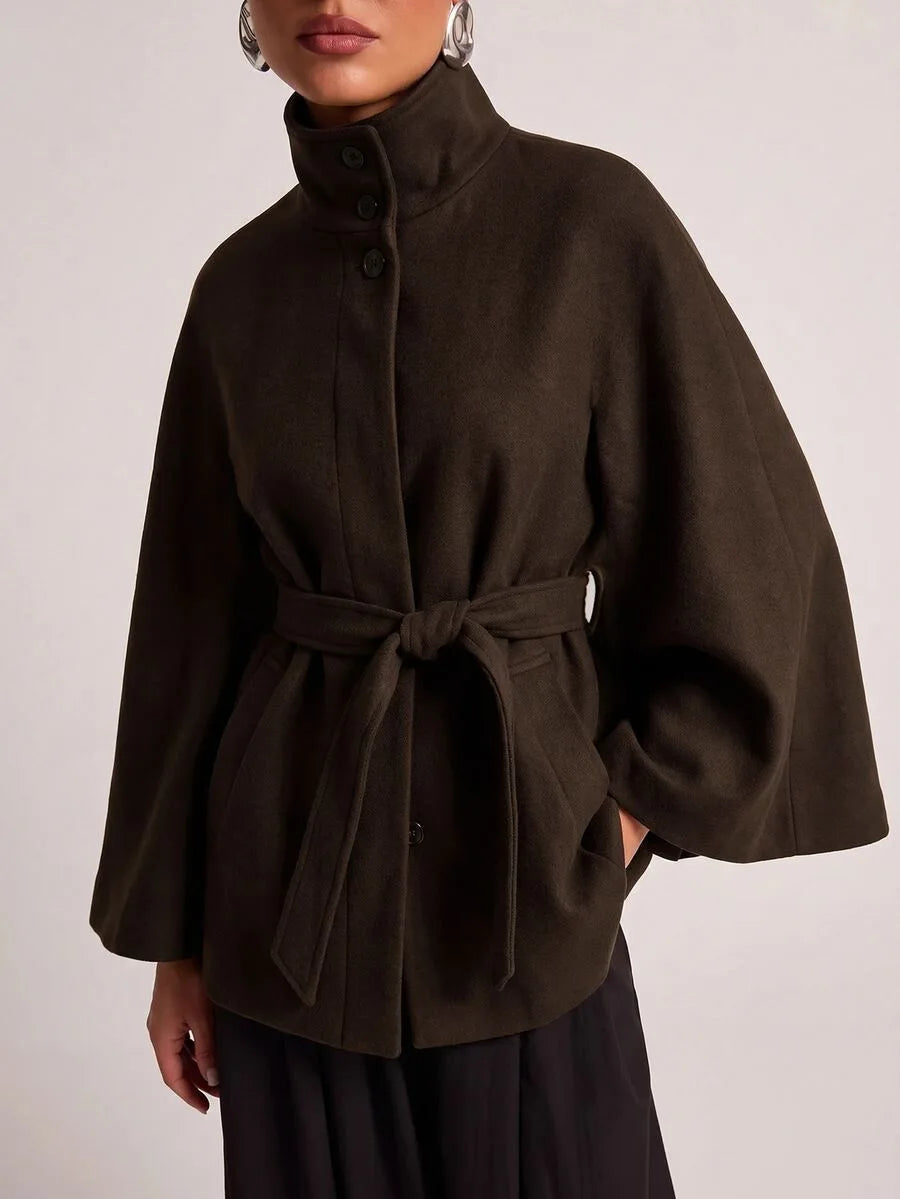 Slim fit mantel met ceintuur