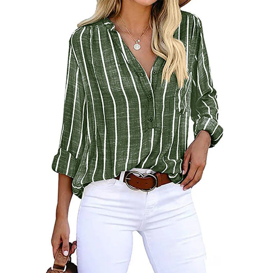 Gestreepte blouse - perfect voor elke gelegenheid. Biedt moeiteloos comfort, warmte en een trendy uitstraling. Gemaakt van duurzaam materiaal van hoge kwaliteit.
