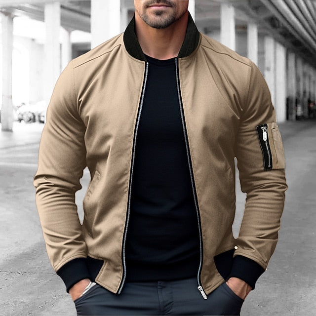 Armand | Stijlvol bomberjack voor mannen in de kleur Khaki voor heren in Streetwear stijl ideaal voor de herfst.