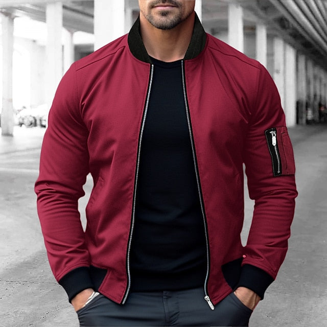 Armand | Stijlvol bomberjack voor mannen in de kleur Rood voor heren in Streetwear stijl ideaal voor de herfst.