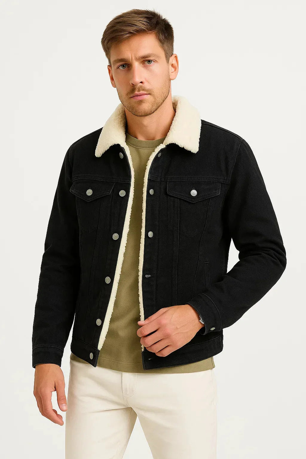 Spijkerjas met fleece voering