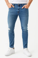 Slim fit jeans met distressed details