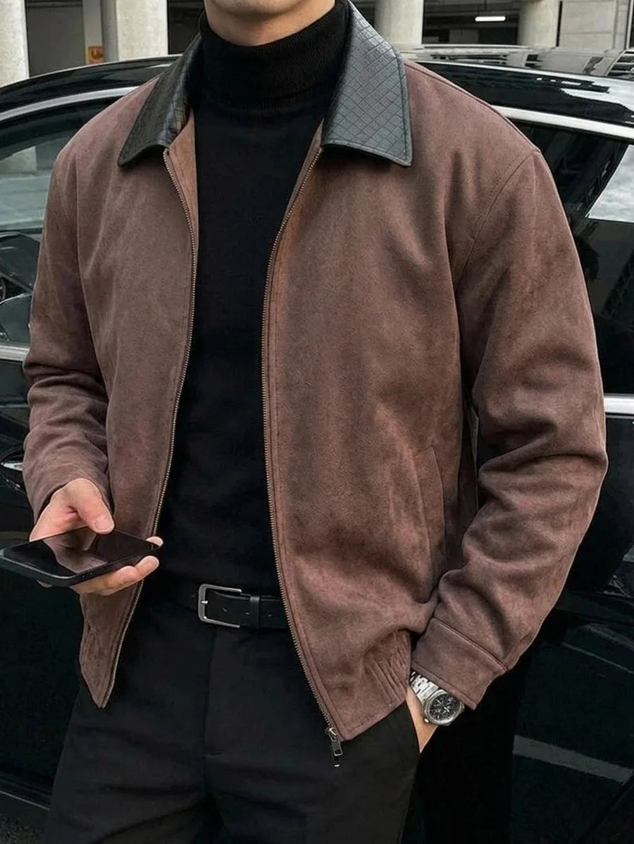 Bomberjack van bruin suede