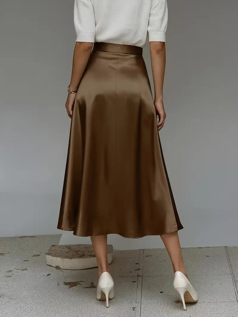 Satijnen rok met hoge taille