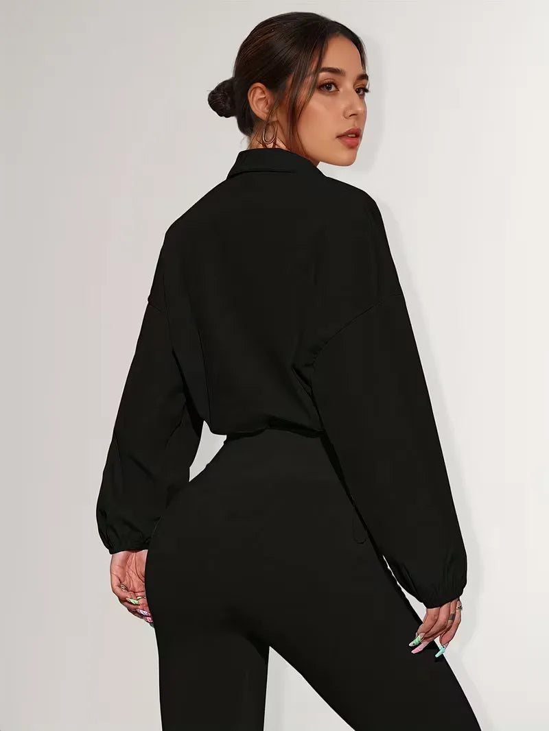 Track jacket met elastische manchetten