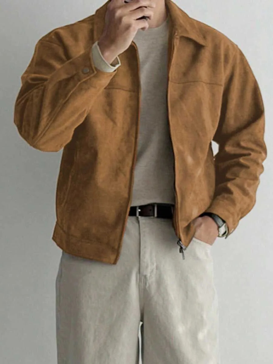 Bomberjack van bruin suede