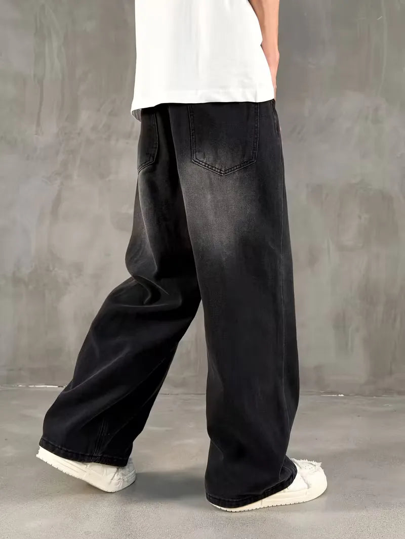 Loose fit jeans met wide leg