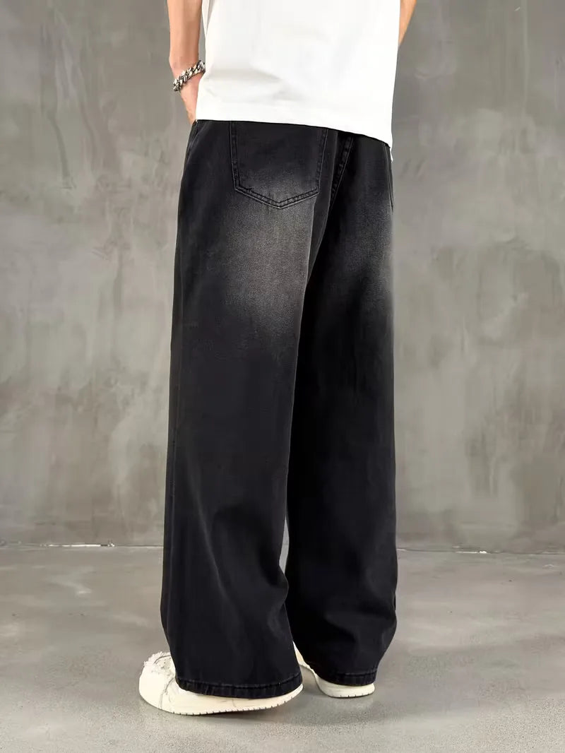 Loose fit jeans met wide leg
