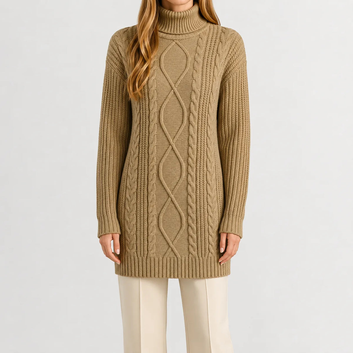 Oversized sweater met turtle neckline