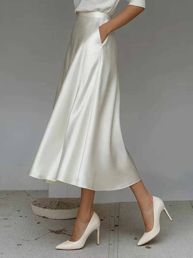Satijnen rok met hoge taille