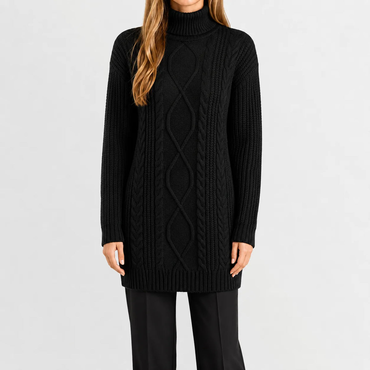 Oversized sweater met turtle neckline