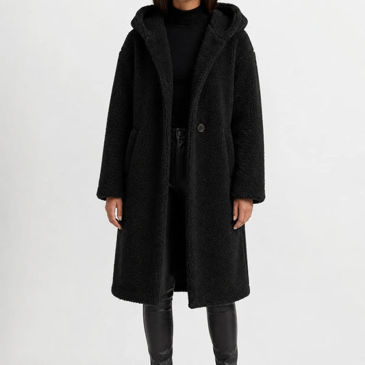 Oversized teddy jas met capuchon