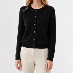 Cardigan met knopen en ribgebreide details