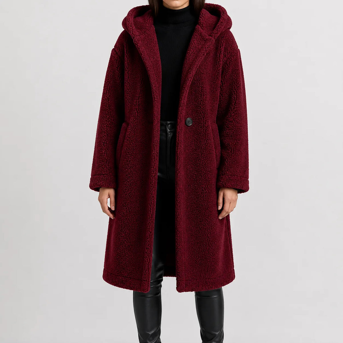 Oversized teddy jas met capuchon