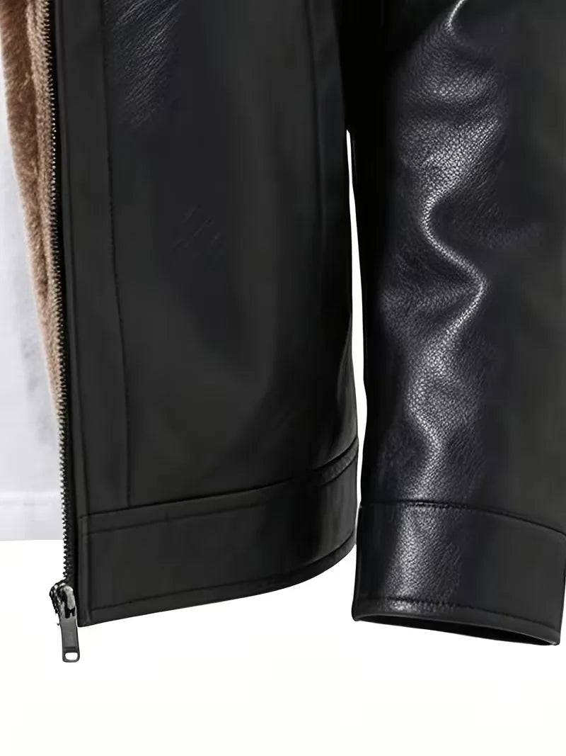 Leren jasje met plush lining