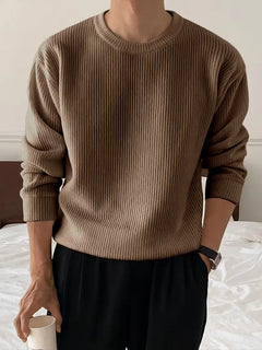 Trui met ribbelstructuur en crew neckline