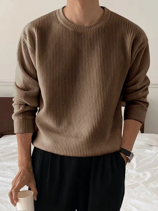 Trui met ribbelstructuur en crew neckline