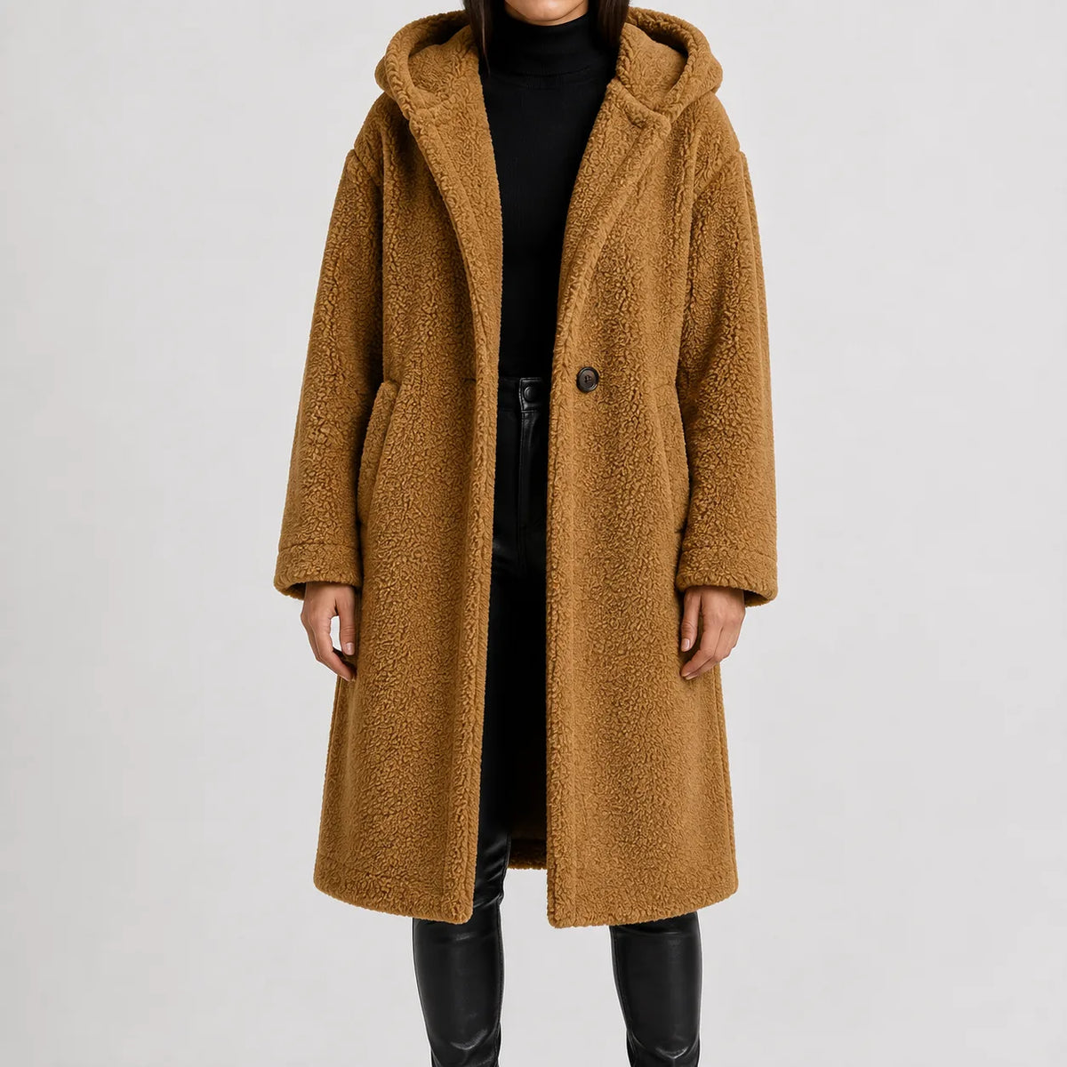 Oversized teddy jas met capuchon