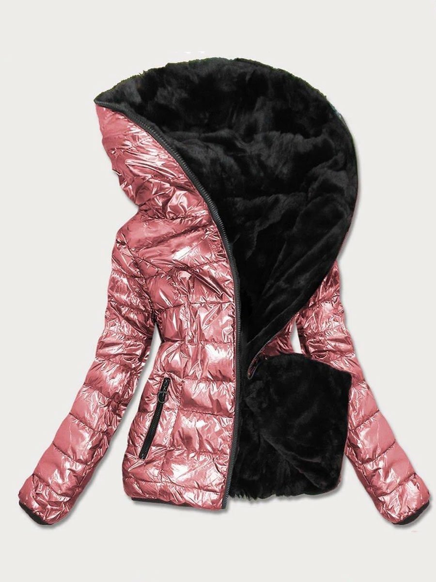 Carmen | Gewatteerde jas met warme pluche voering in de kleur Roze voor dames in stijl ideaal voor de winter