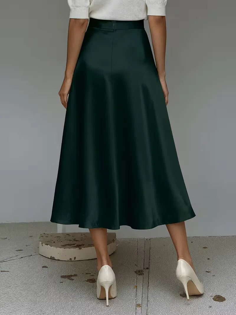 Satijnen rok met hoge taille