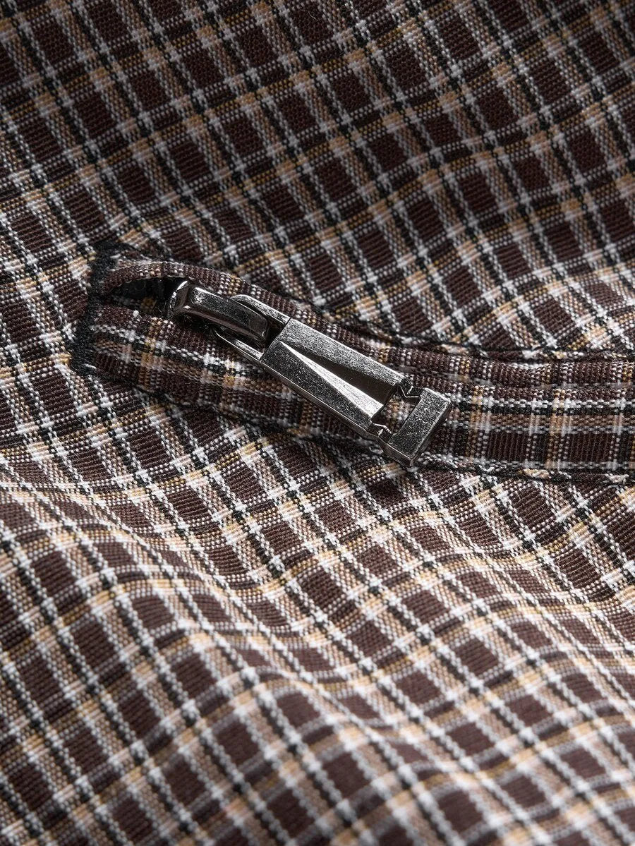 Oversized parka met plaid patroon