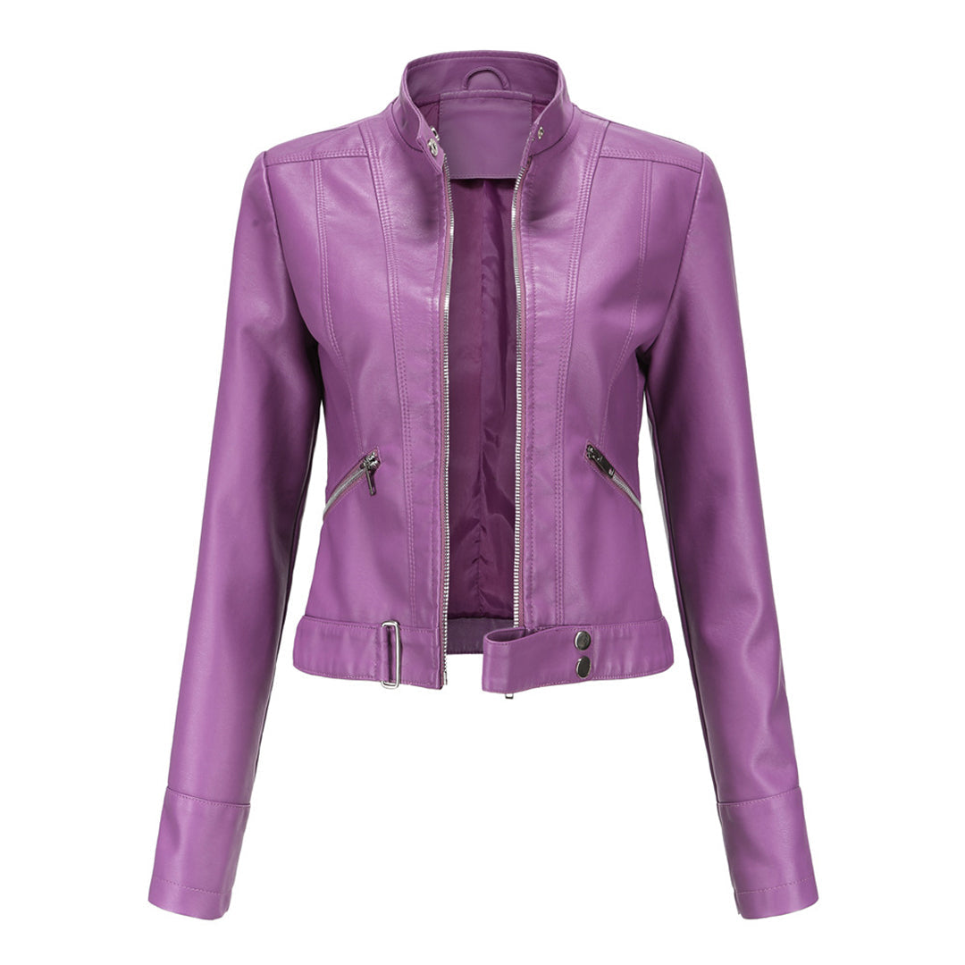 Celia | Elegante en luxe leren damesjas in de kleur Paars voor dames in stijl ideaal voor de herfst.