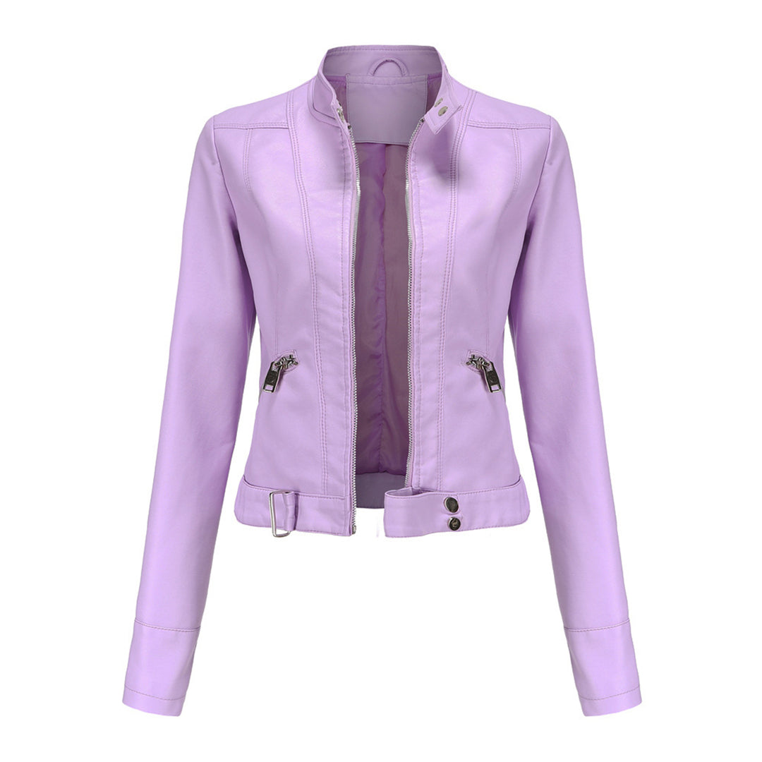 Celia | Elegante en luxe leren damesjas in de kleur Violet voor dames in stijl ideaal voor de herfst.