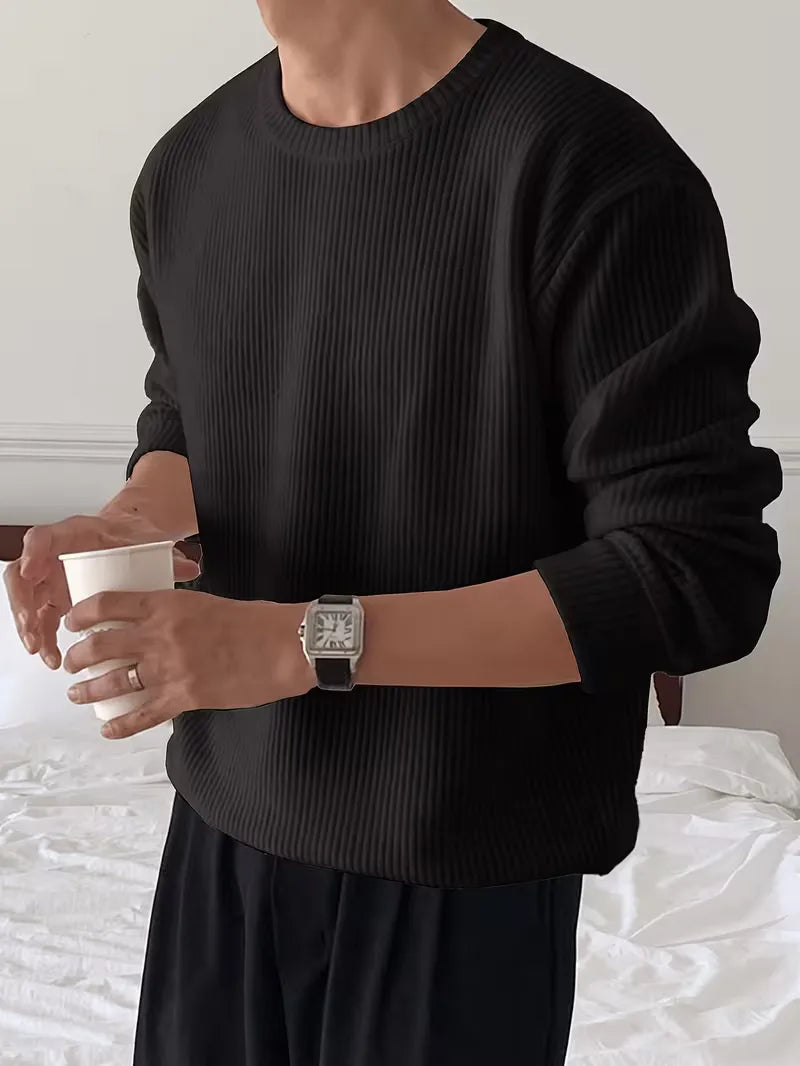 Trui met ribbelstructuur en crew neckline