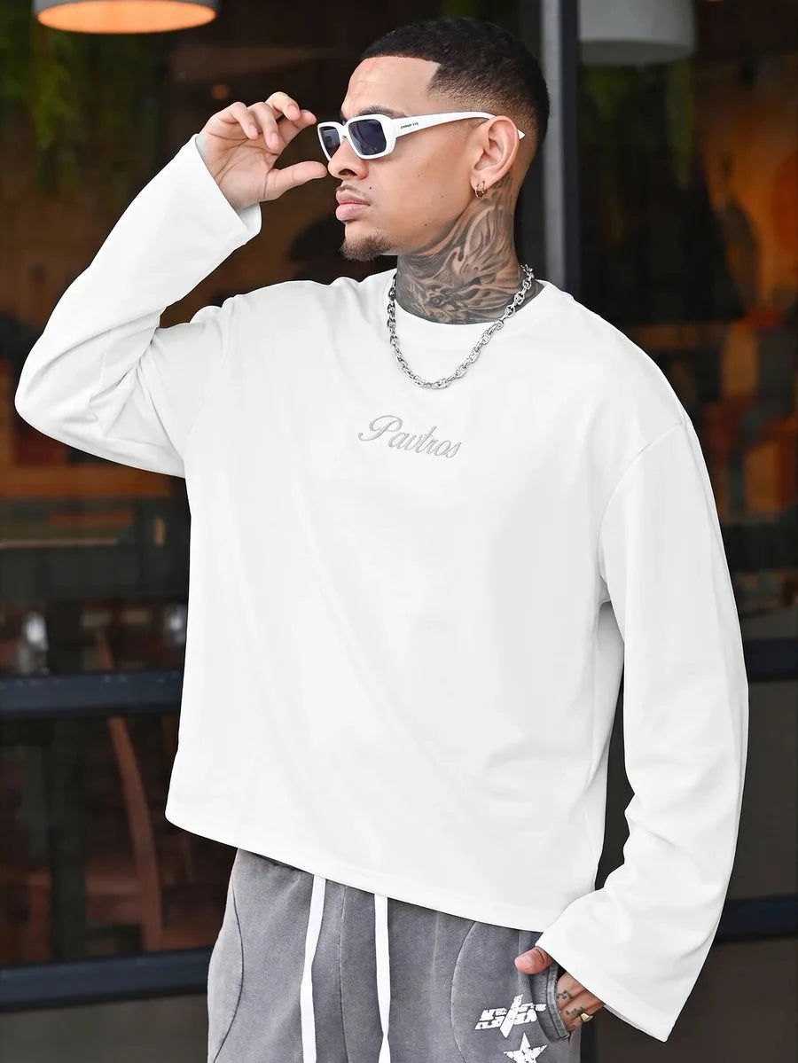 Oversized longsleeve met graphic slogan