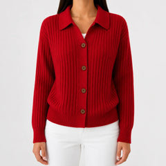 Cardigan met knopen en ribgebreid