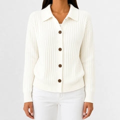Cardigan met knopen en ribgebreid