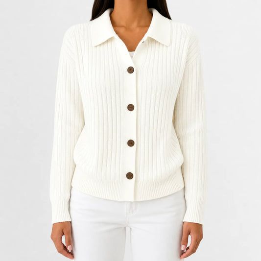 Cardigan met knopen en ribgebreid