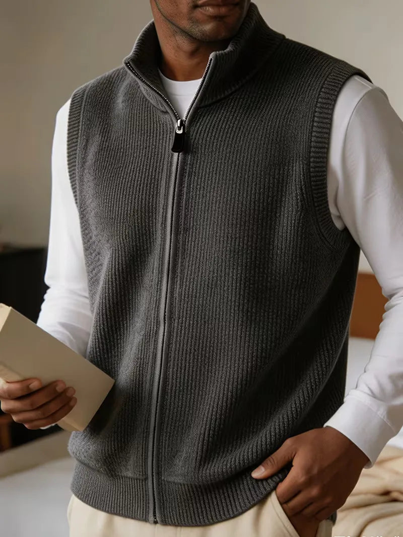 Knit vest met mock neckline