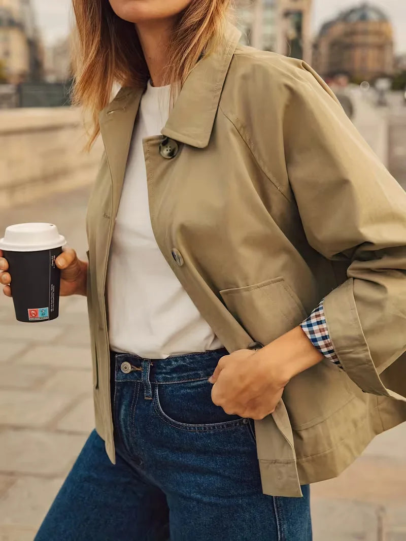 Trenchcoat met plaid voering