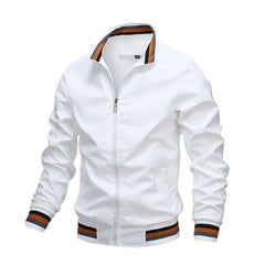Daan | Sportieve gestreepte heren tussenjas in de kleur Wit voor heren in stijl ideaal voor de lente.