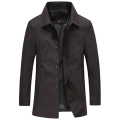 Daan | Winddichte fleece lange jas in effen kleur in de kleur Zwart voor heren in Outdoor stijl ideaal voor de herfst.