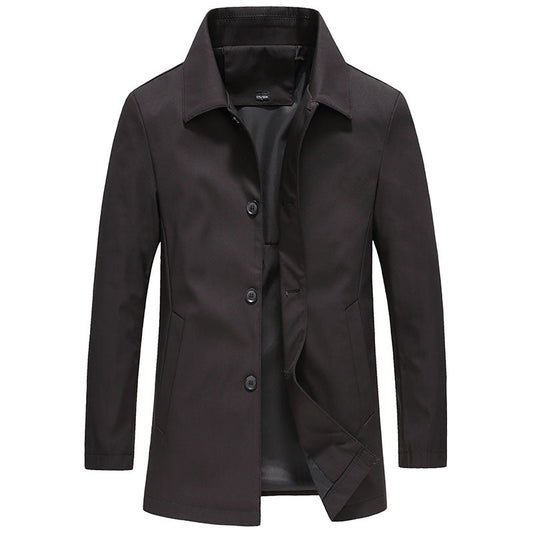 Daan | Winddichte fleece lange jas in effen kleur in de kleur Zwart voor heren in Outdoor stijl ideaal voor de herfst.