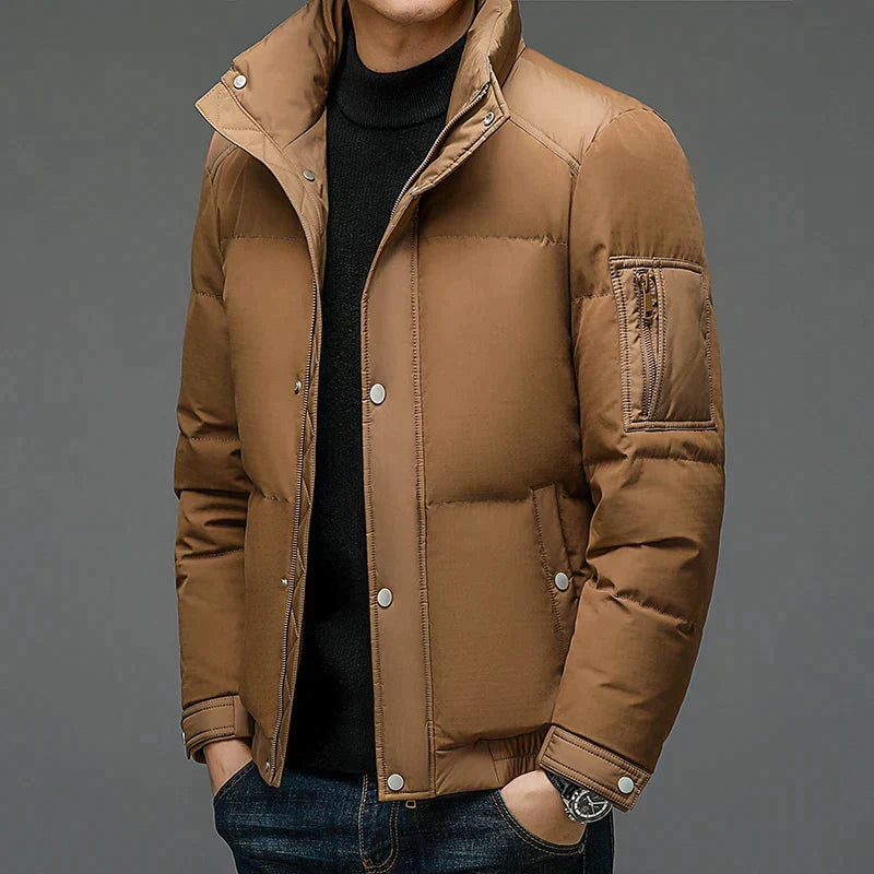 Damien | Puffer donsjack voor heren in de kleur Bruin voor heren in Outdoor stijl ideaal voor de herfst.