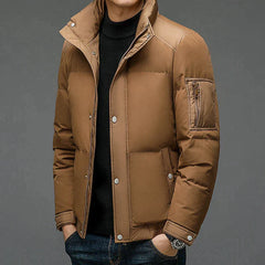 Damien | Puffer donsjack voor heren in de kleur Bruin voor heren in Outdoor stijl ideaal voor de herfst.