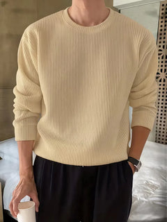 Trui met ribbelstructuur en crew neckline