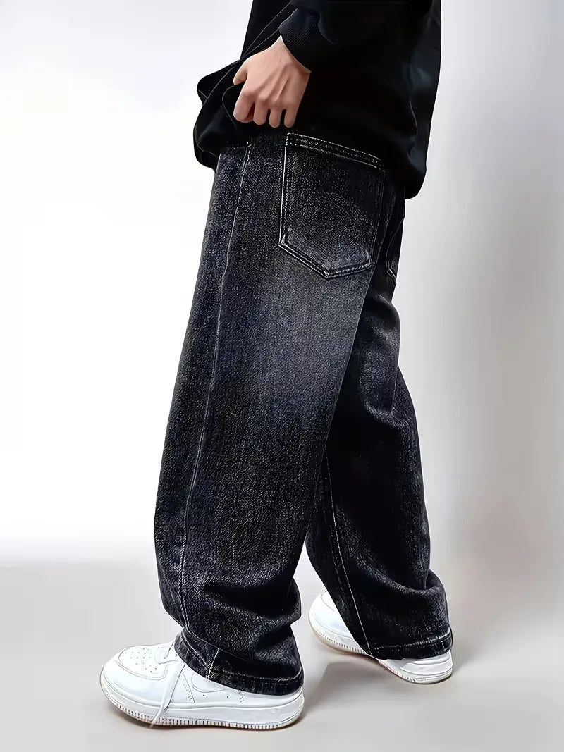 Loose fit jeans met wide leg