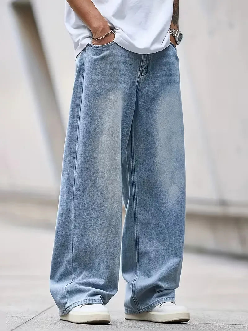 Loose fit jeans met wide leg