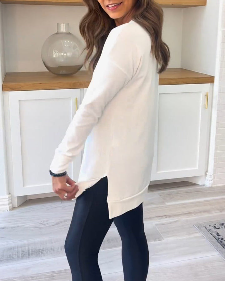 Effen sweatshirt met lange mouwen in de kleur Wit voor dames in Casual stijl ideaal voor de herfst.