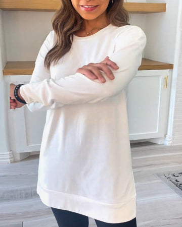 Effen sweatshirt met lange mouwen in de kleur Wit voor dames in Casual stijl ideaal voor de herfst.