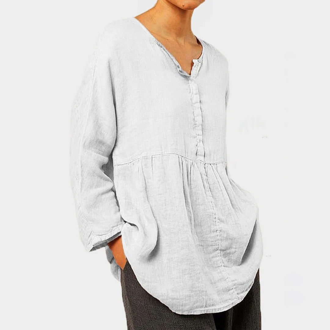 ELINE | Elegante en hoogwaardige damesblouse in de kleur Lichtgrijs voor dames in stijl ideaal voor de herfst.