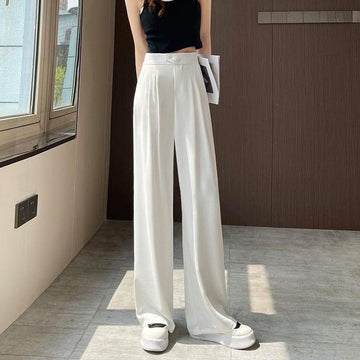 Elke | Brede stijlvolle pantalon in de kleur Wit voor dames in Formal stijl ideaal voor de lente.