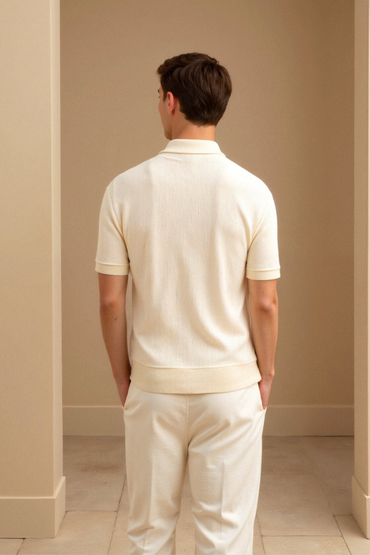 Stijlvolle Heren Polo T-shirt van Wol met Structuur