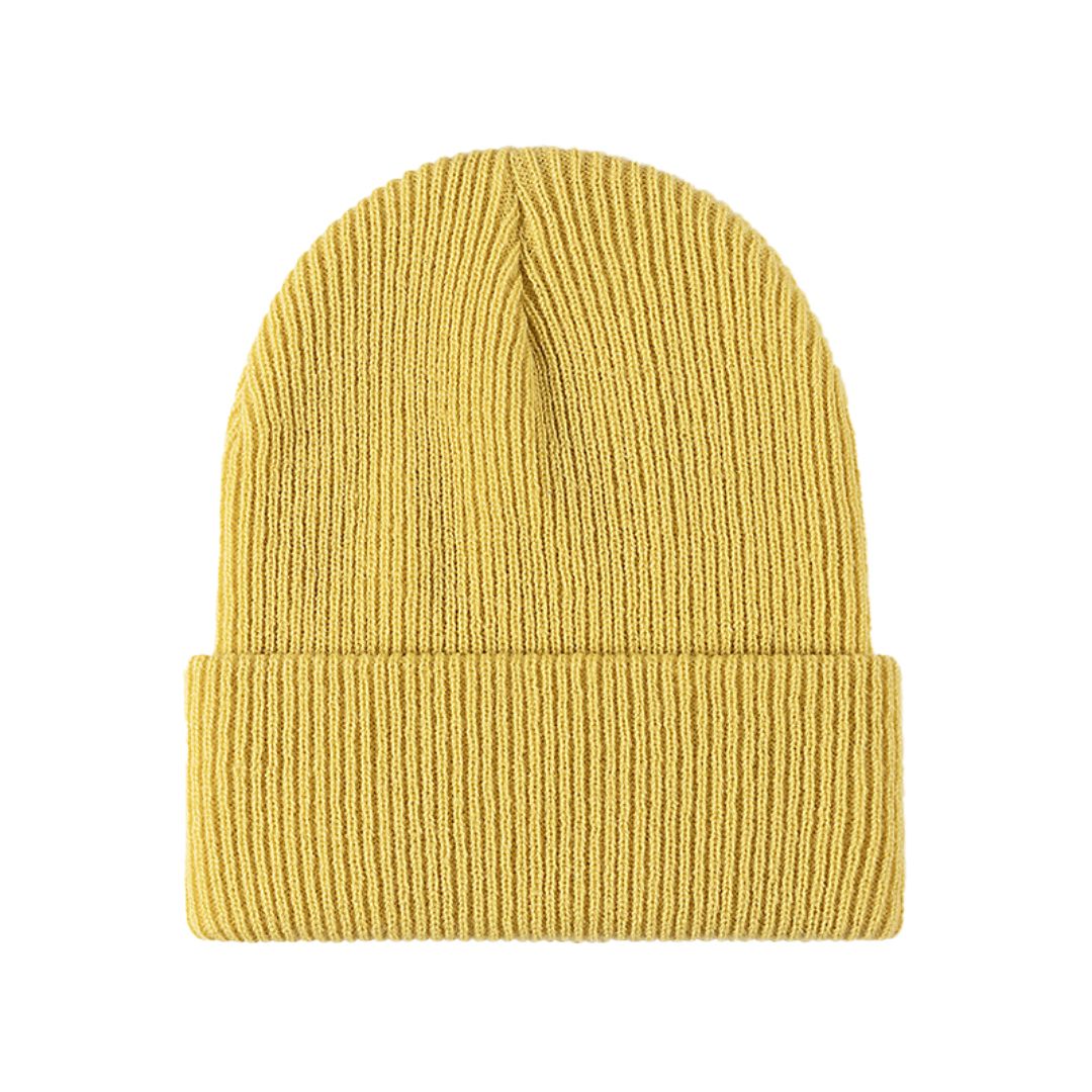 Evelien | Veelzijdige & warme gebreide beanie in de kleur Geel voor dames in Lounge stijl ideaal voor de winter