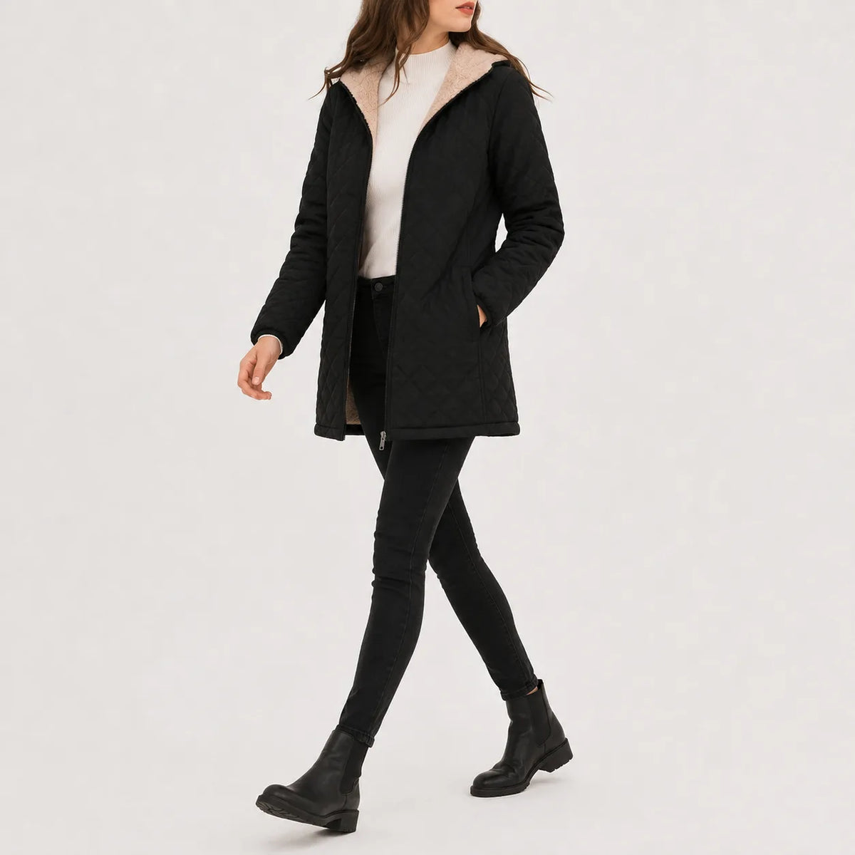 Jacket met rits en lange mouwen